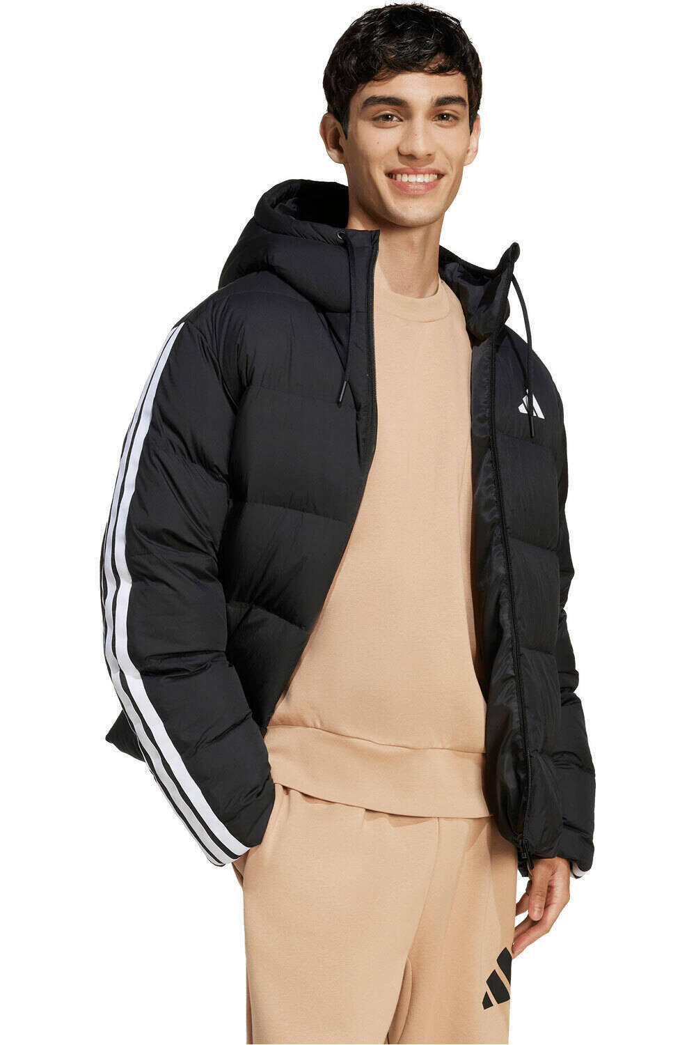 adidas chaquetas hombre ESSENTIALS 3 STRIPES NEGRO vista detalle