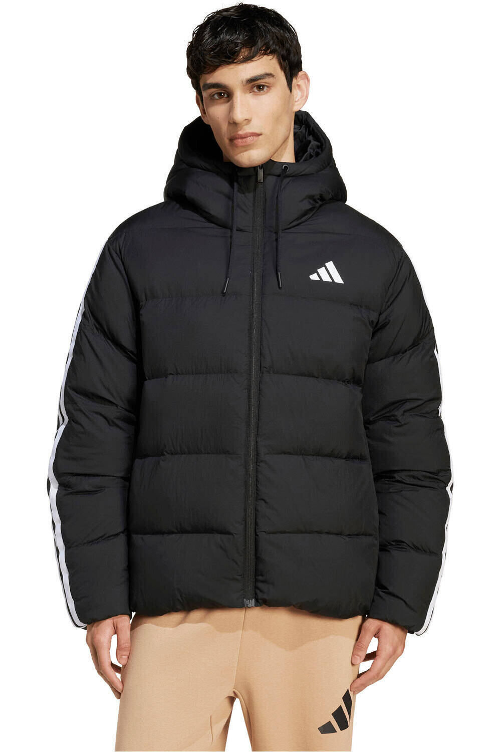 adidas chaquetas hombre ESSENTIALS 3 STRIPES NEGRO vista frontal