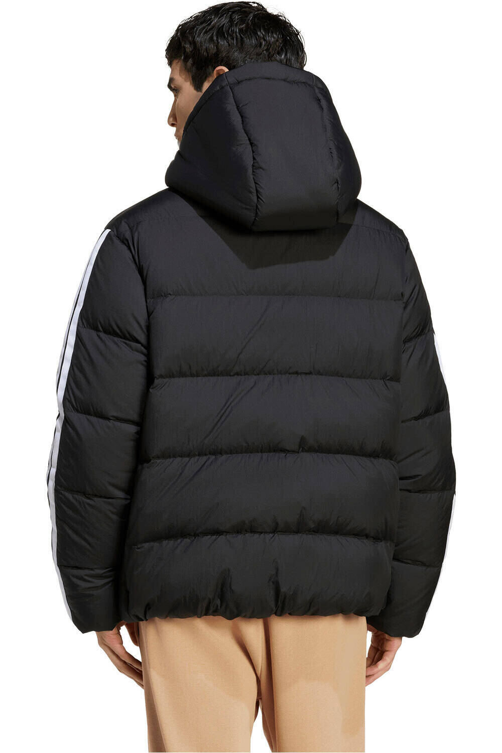 adidas chaquetas hombre ESSENTIALS 3 STRIPES NEGRO vista trasera
