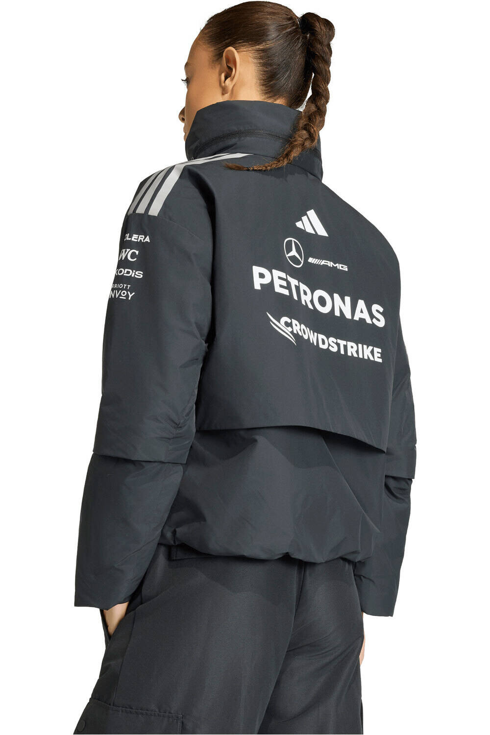 adidas chaquetas mujer MERCEDES-AMG PETRONAS F1TEAM NEGRO vista trasera
