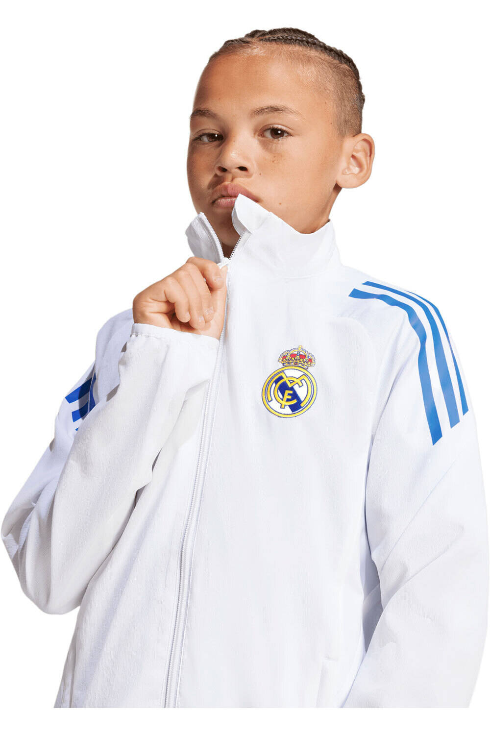 adidas chubasquero y chaquetones entrenamiento fútbol niño REAL MADRID 25/26 ENTRENAMIENTO BLANCO vista detalle
