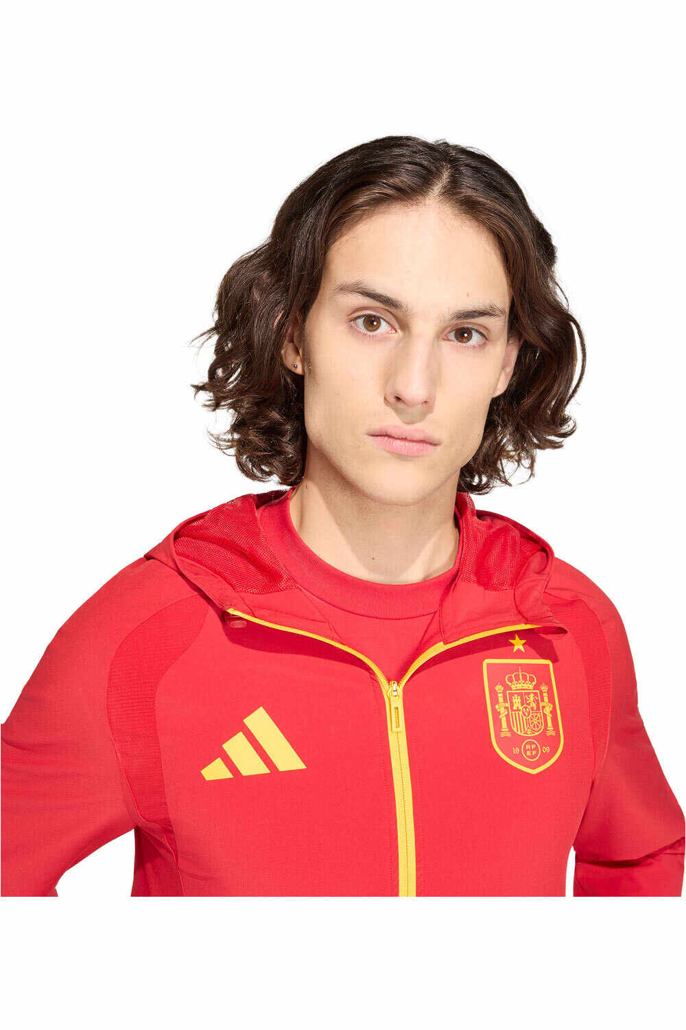 adidas chubasqueros y chaquetones entrenamiento fútbol ESPAÑA MUNDIAL 2026 TIRO TRAVEL ROJO vista detalle