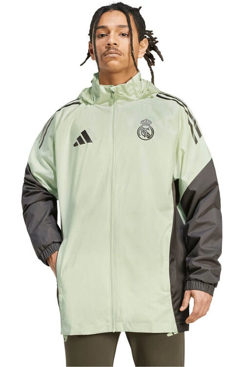 adidas chubasqueros y chaquetones entrenamiento fútbol REAL MADRID 25/26 ENTRENAMIENTO ALL WEATHER VERDE