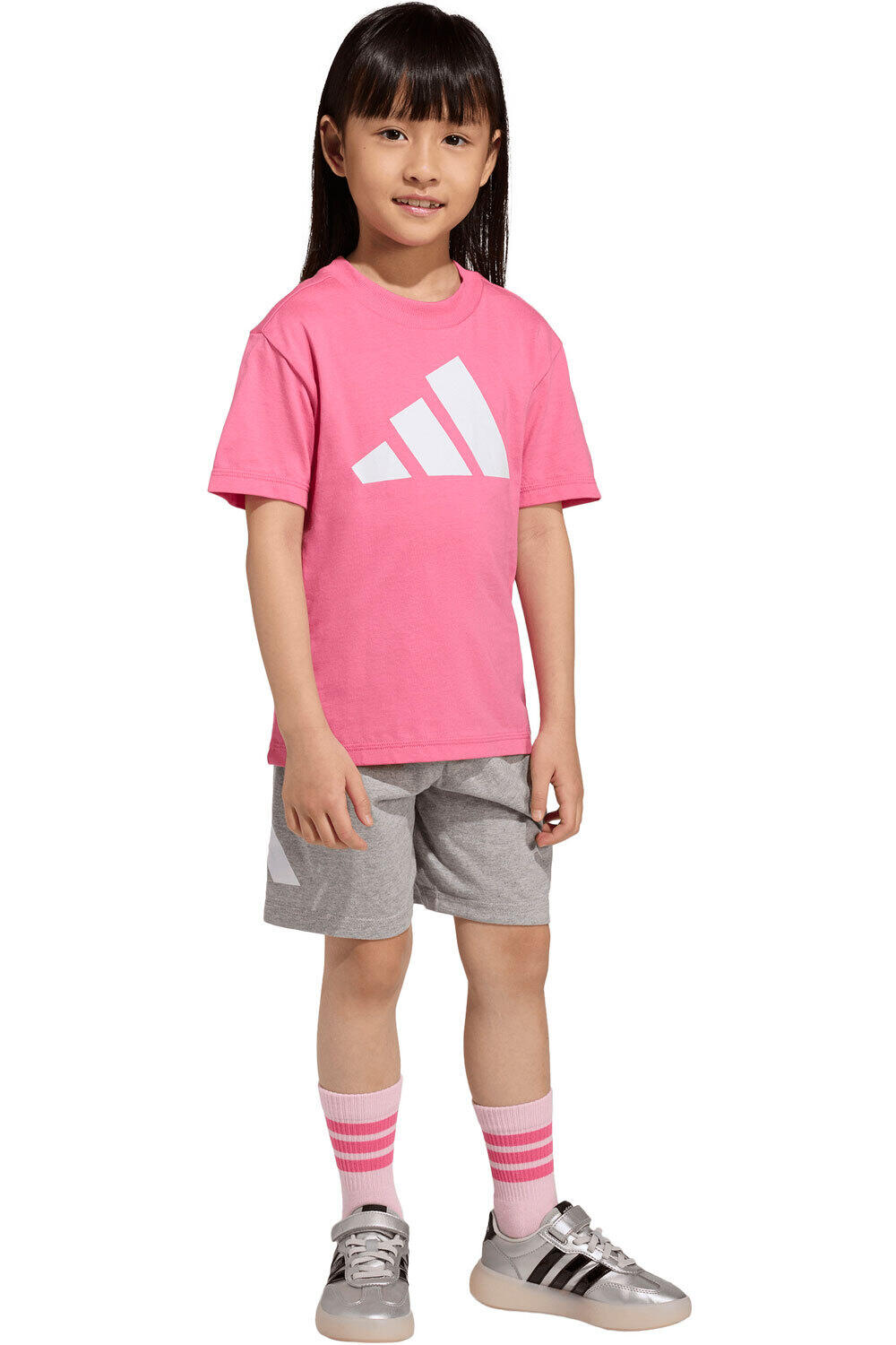 adidas conjunto junior ESSENTIALS SET ROSA vista frontal