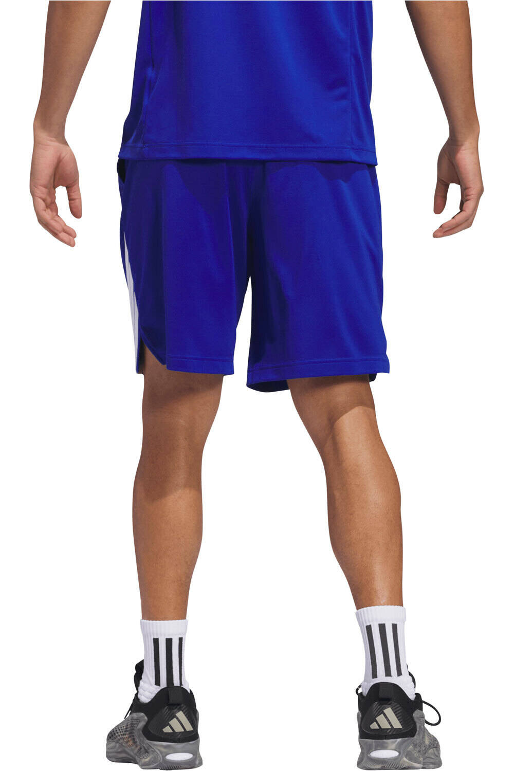 adidas pantalón baloncesto LEGENDS 3 STRIPES AZUL vista trasera