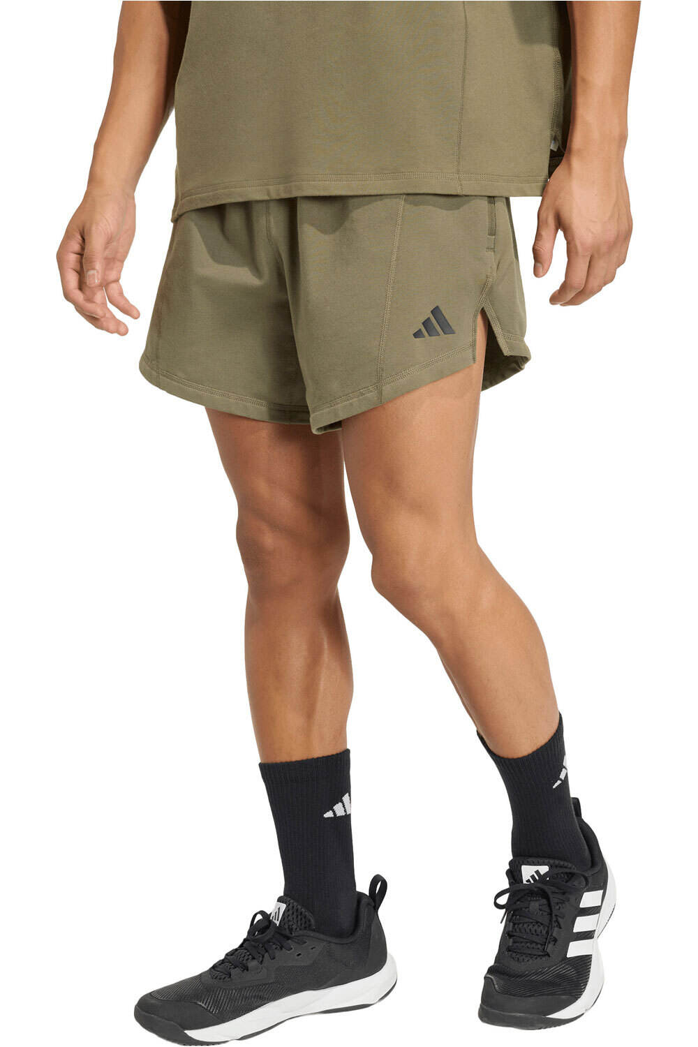 adidas pantalón corto fitness hombre D4T WORKOUT VERDE vista frontal
