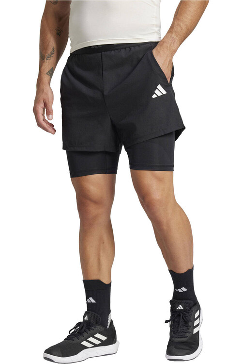 adidas pantalón corto fitness hombre GYM+ 2IN NEGRO