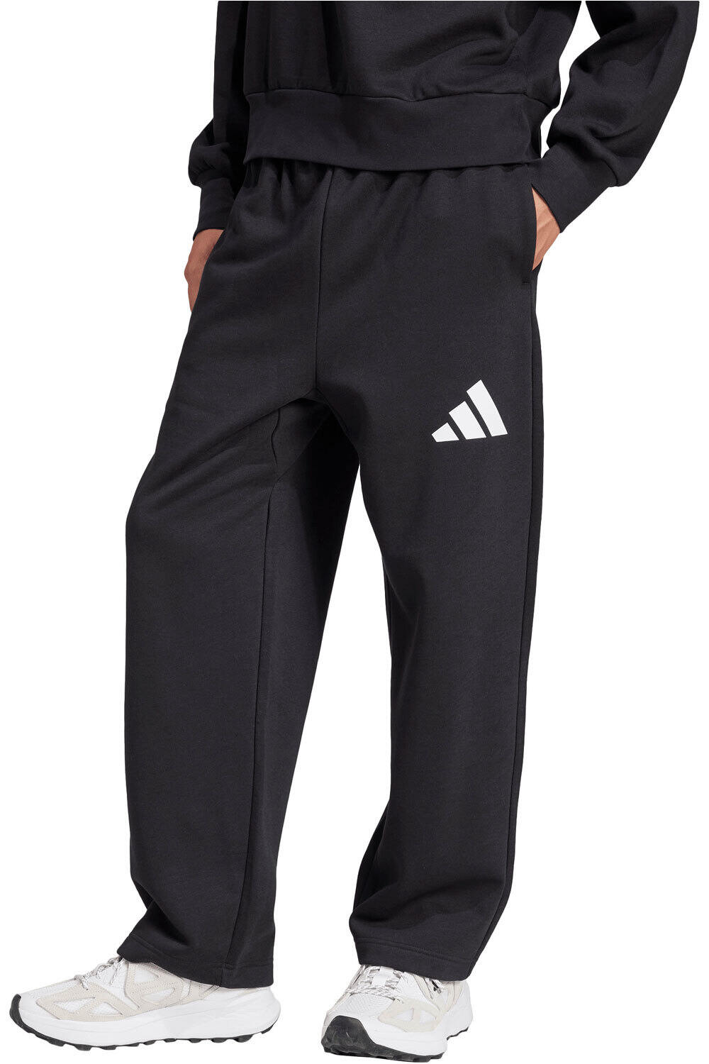 adidas pantalón hombre ESSENTIALS WIDE LEG THREE BAR NEGRO vista frontal