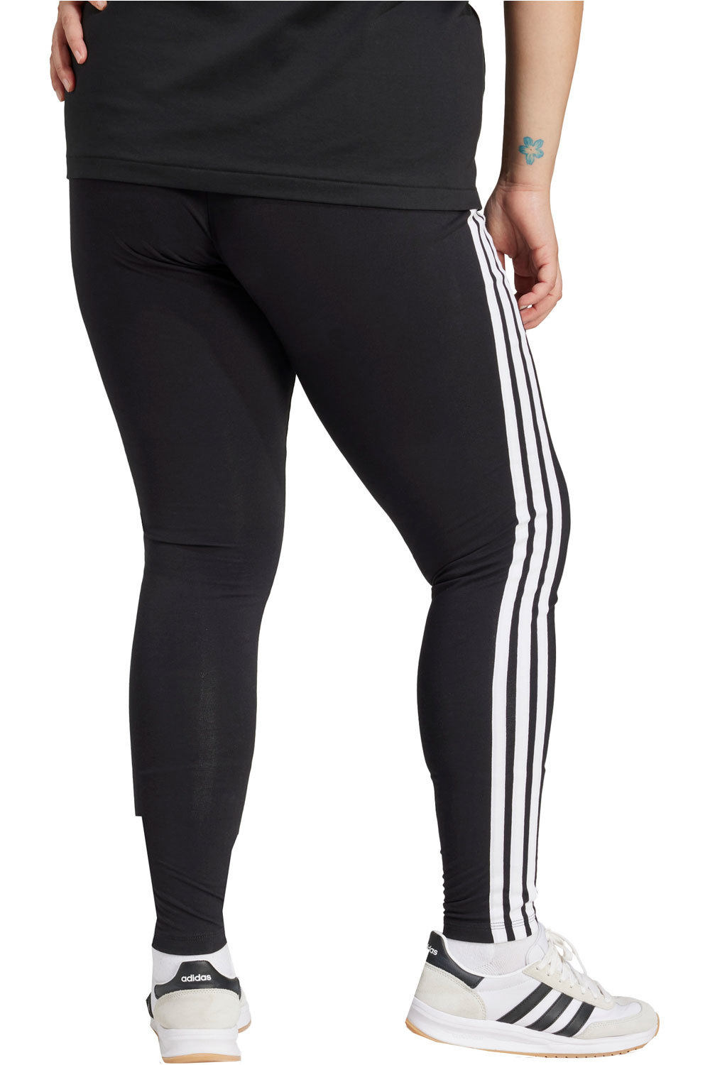 adidas pantalón mujer ESSENTIALS 3-STRIPES COTTON NEGRO vista trasera