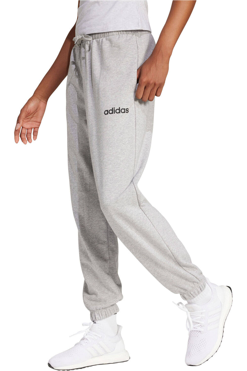 adidas pantalón mujer ESSENTIALS LINEAR GRIS vista frontal