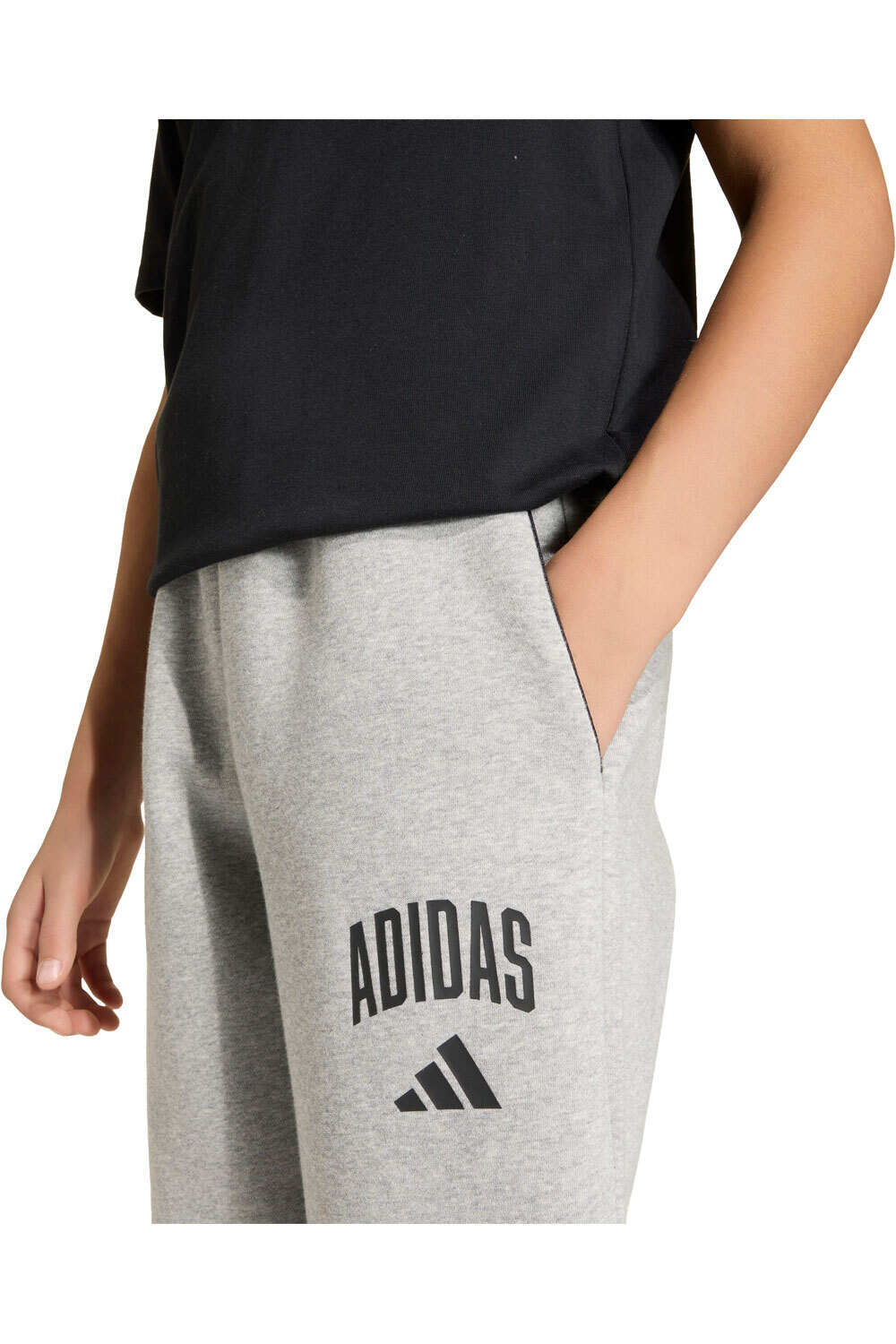 adidas pantalón niño SEASONALS COLLEGIATE TYPOGRAPHY GRIS vista detalle
