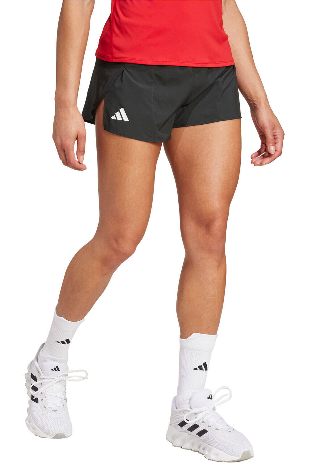 adidas pantalón running mujer ADIZERO ESSENTIALS SPLIT NEGRO vista frontal
