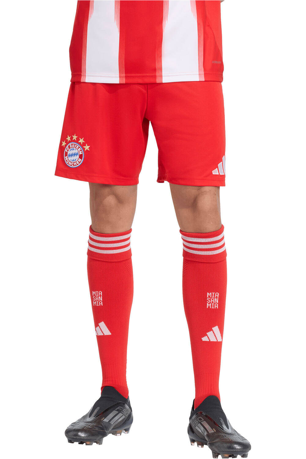 adidas pantalones fútbol oficiales BAYERN DE MUNICH 25/26 PRIMERA EQUIPACION ROJO vista frontal