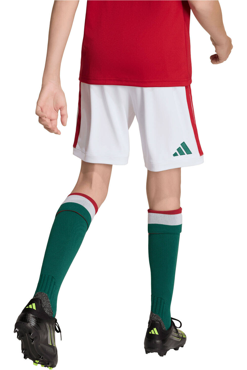 adidas pantalones fútbol oficiales niño HUNGRIA MUNDIAL 2026 PRIMERA EQUIPACION BLANCO vista trasera