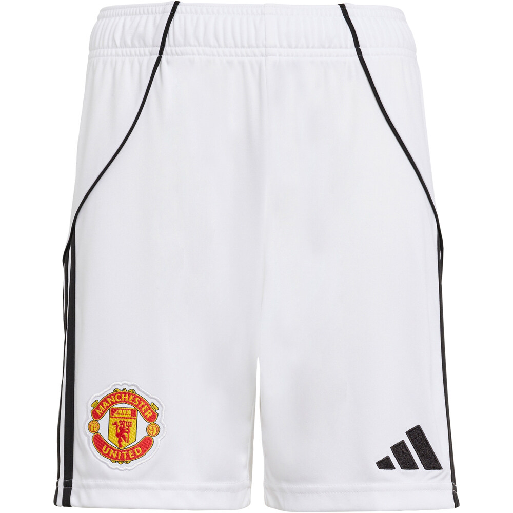 adidas pantalones fútbol oficiales niño MANCHESTER UNITED 25/26 PRIMERA EQUIPACION BLANCO 04