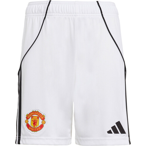 adidas pantalones fútbol oficiales niño MANCHESTER UNITED 25/26 PRIMERA EQUIPACION BLANCO