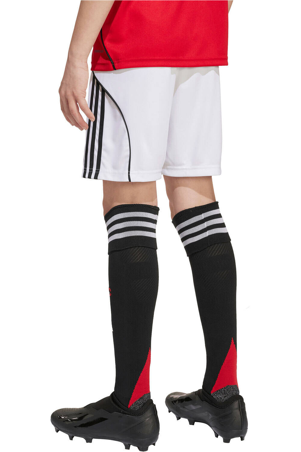 adidas pantalones fútbol oficiales niño MANCHESTER UNITED 25/26 PRIMERA EQUIPACION BLANCO vista trasera