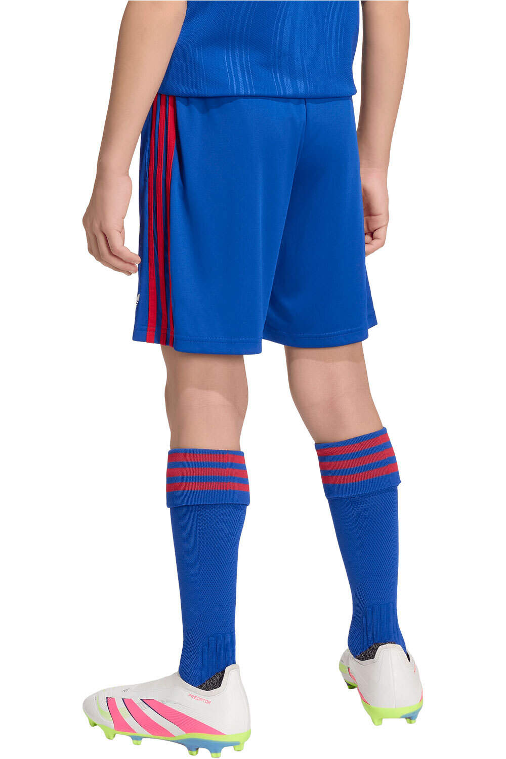 adidas pantalones fútbol oficiales niño MANCHESTER UNITED 26/27 AZUL vista trasera
