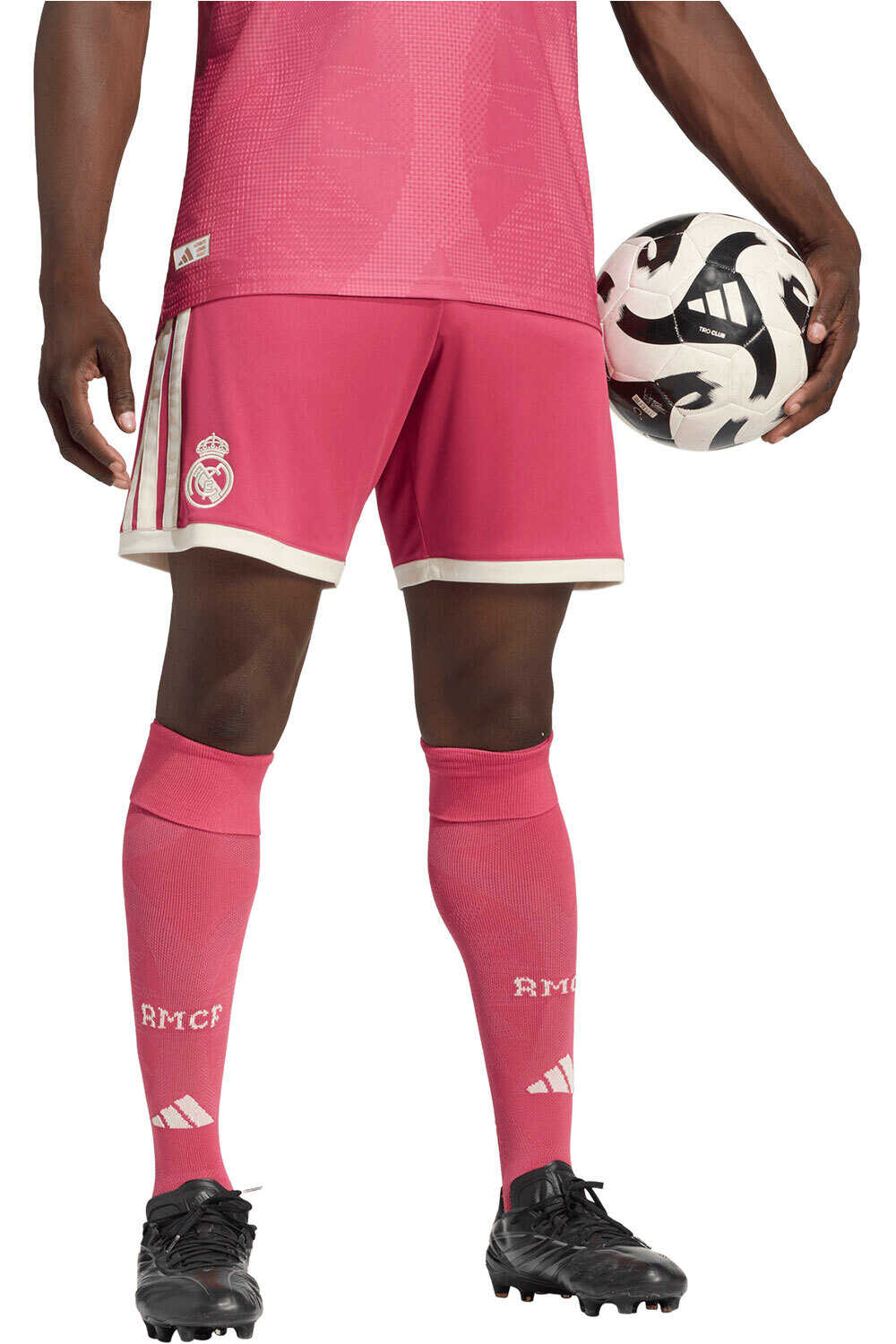 adidas pantalones fútbol oficiales REAL MADRID 26/27 TERCERA EQUIPACIN ROSA vista frontal
