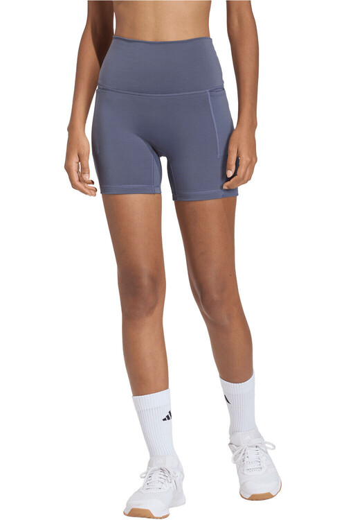 adidas pantalones y mallas cortas fitness mujer 3 STRIPES STUDIO ALL ME GRIS