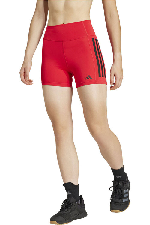adidas pantalones y mallas cortas fitness mujer OPTIME 3 STRIPES ROSA