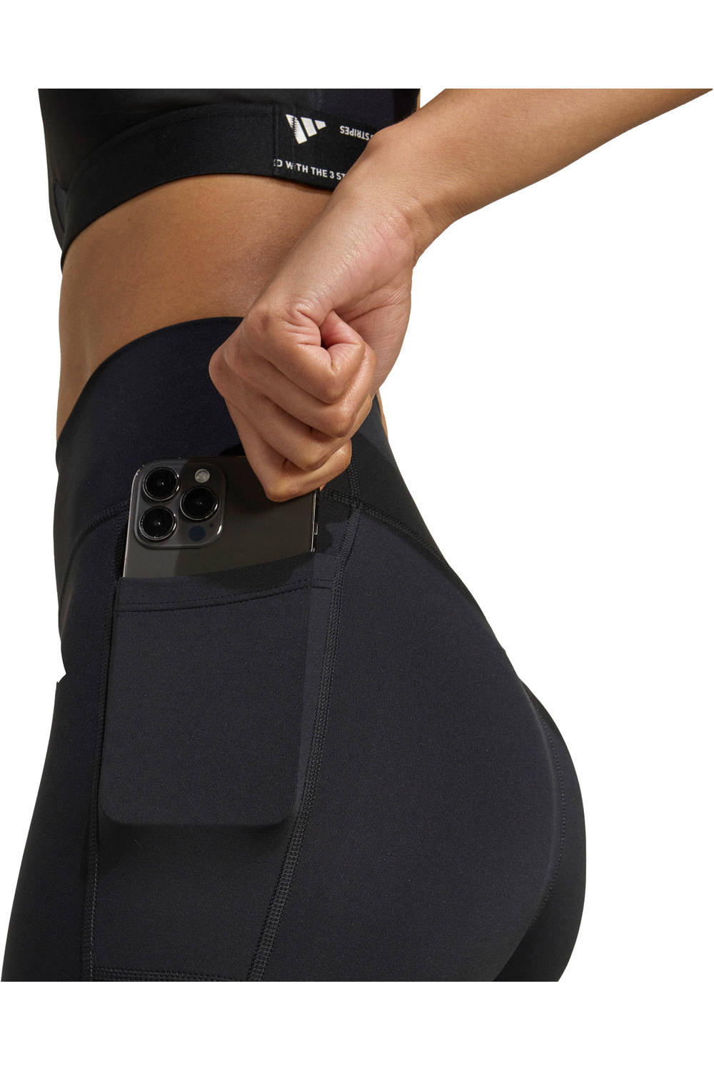 adidas pantalones y mallas largas fitness mujer OPTIME ESSENTIALS NEGRO 03