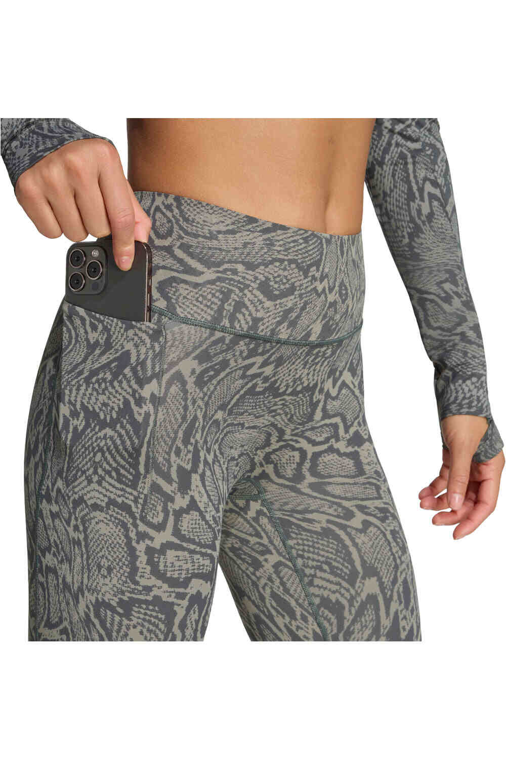 adidas pantalones y mallas largas fitness mujer OPTIME PRIMELIFT SNAKE VERDE vista detalle