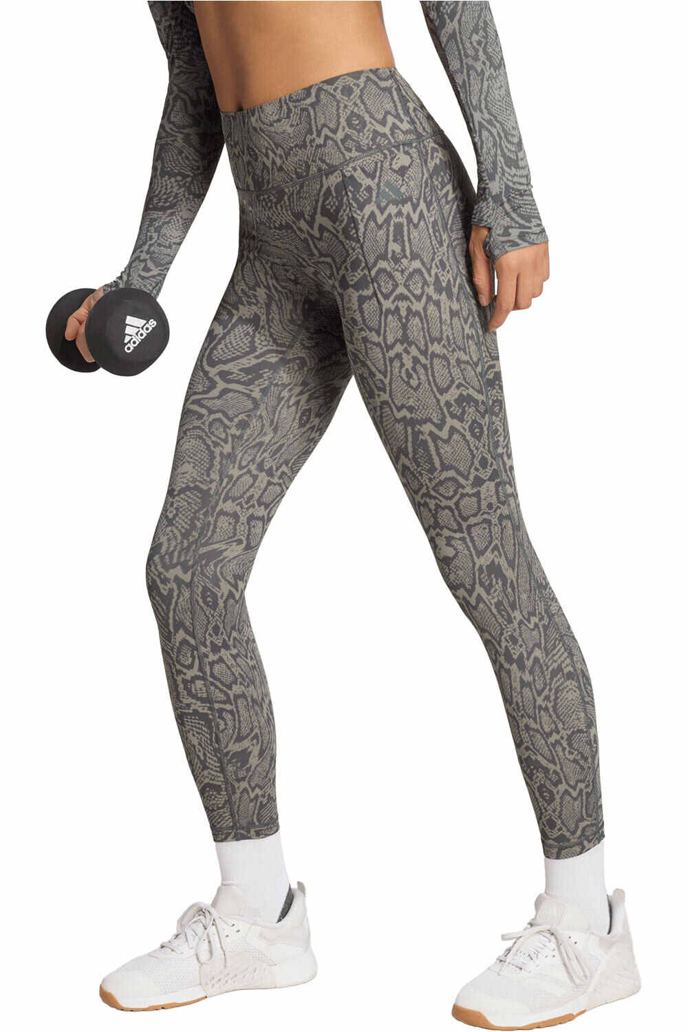 adidas pantalones y mallas largas fitness mujer OPTIME PRIMELIFT SNAKE VERDE vista frontal