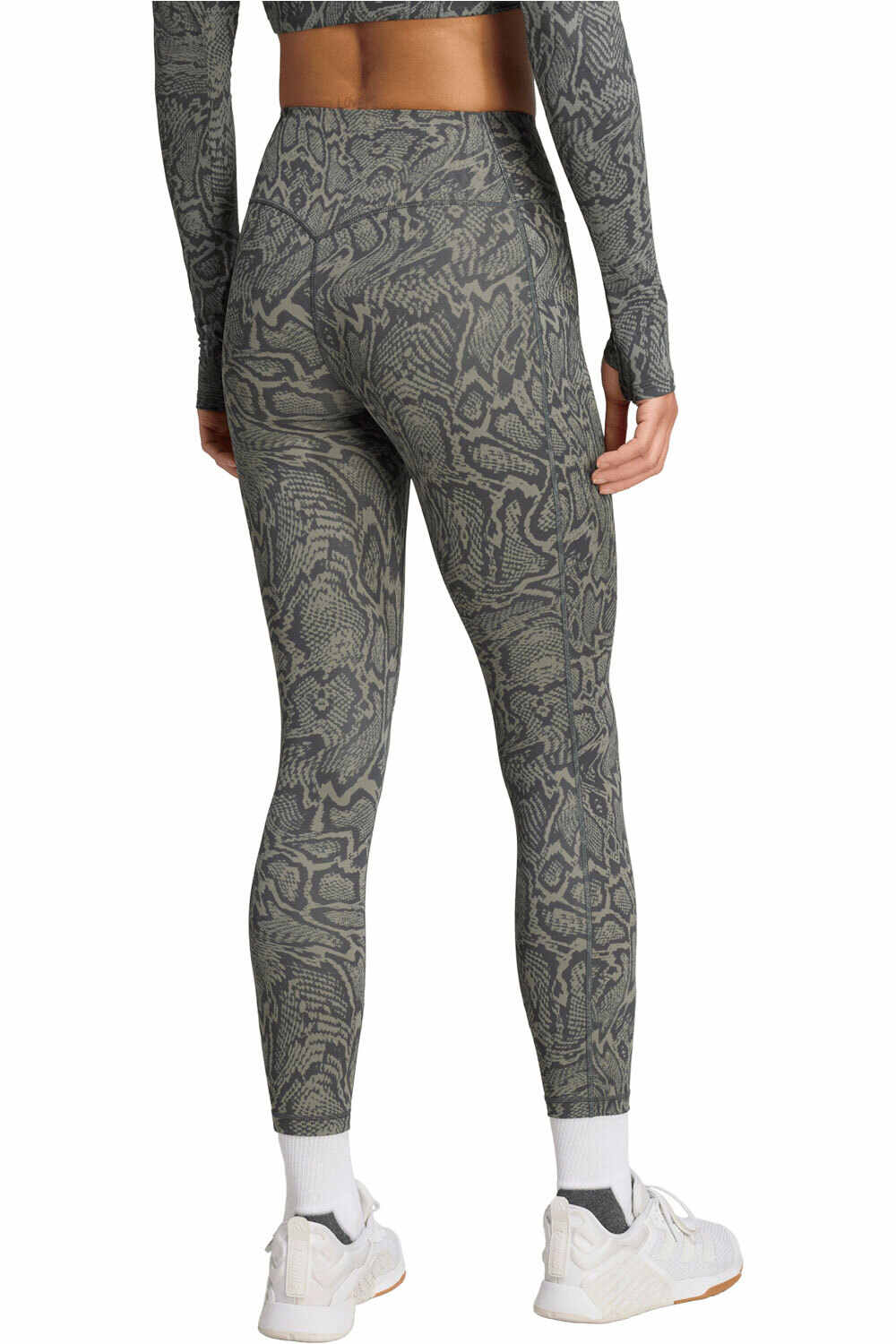 adidas pantalones y mallas largas fitness mujer OPTIME PRIMELIFT SNAKE VERDE vista trasera