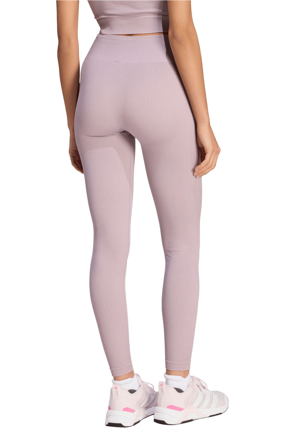 adidas pantalones y mallas largas fitness mujer WE KNIT 1/1 L MORADO vista trasera