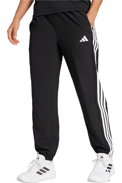 adidas pantalones y mallas largas fitness mujer WORKOUT ESSENTIALS 3-STRIPES WOVEN NEGRO