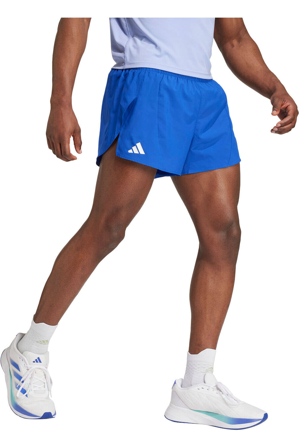 adidas pantaloneta técnica hombre ADIZERO ESSENTIALS AZUL vista frontal