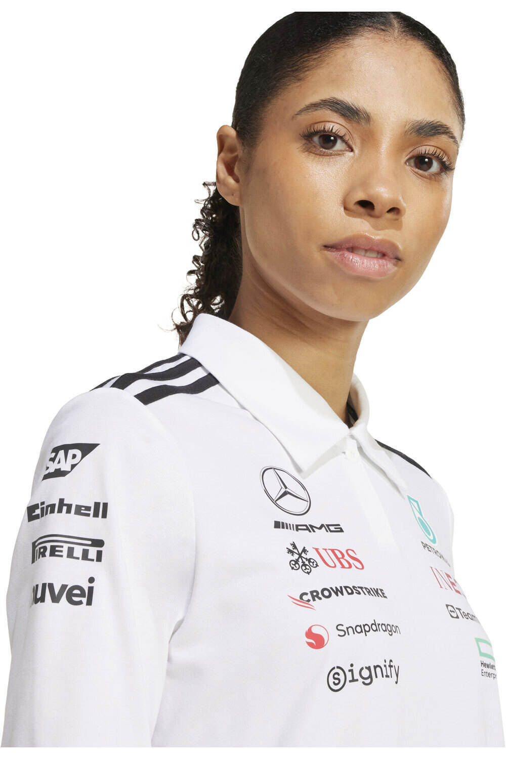 adidas polo manga larga mujer MERCEDES AMG PETRONAS F1 TEAM BLANCO 04