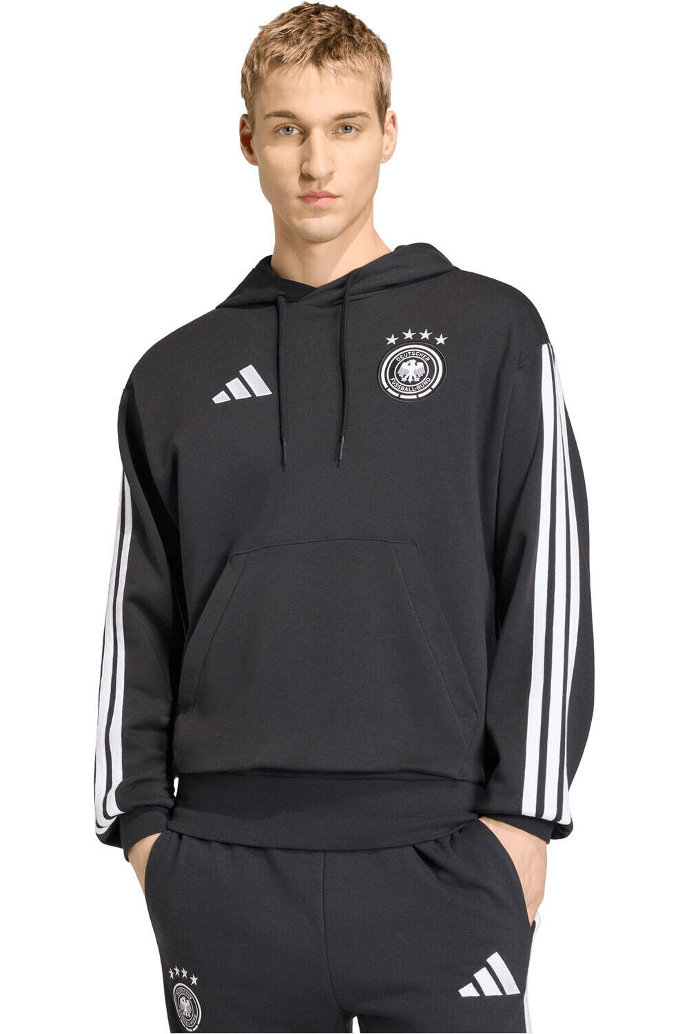 adidas sudadera entrenamiento fútbol ALEMANIA MUNDIAL 2026 DNA NEGRO vista frontal