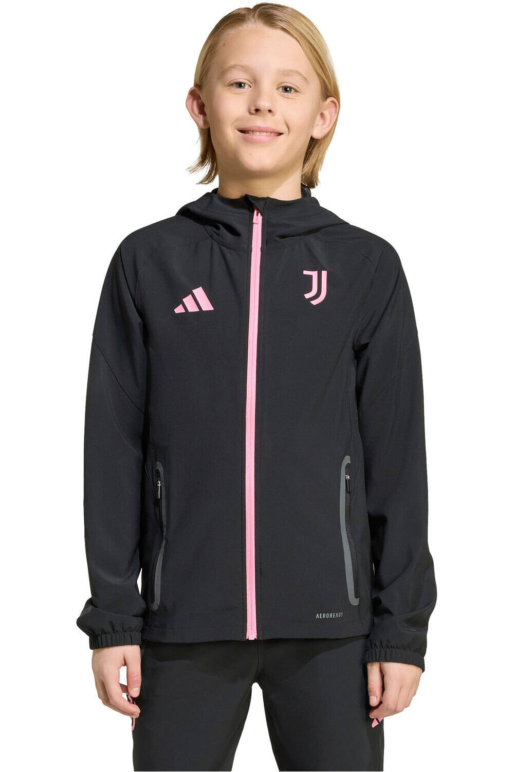 adidas sudadera entrenamiento fútbol niño JUVENTUS 25/26 TRAVEL NEGRO vista frontal