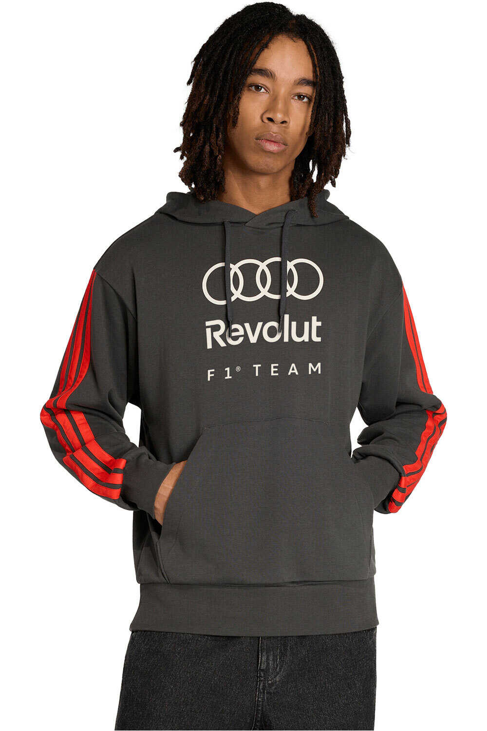 adidas sudadera hombre AUDI REVOLUT F1 TEAM DNA NEGRO vista frontal