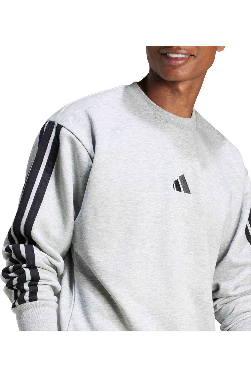 adidas sudadera hombre ESSENTIALS 3 STRIPES GRIS 03