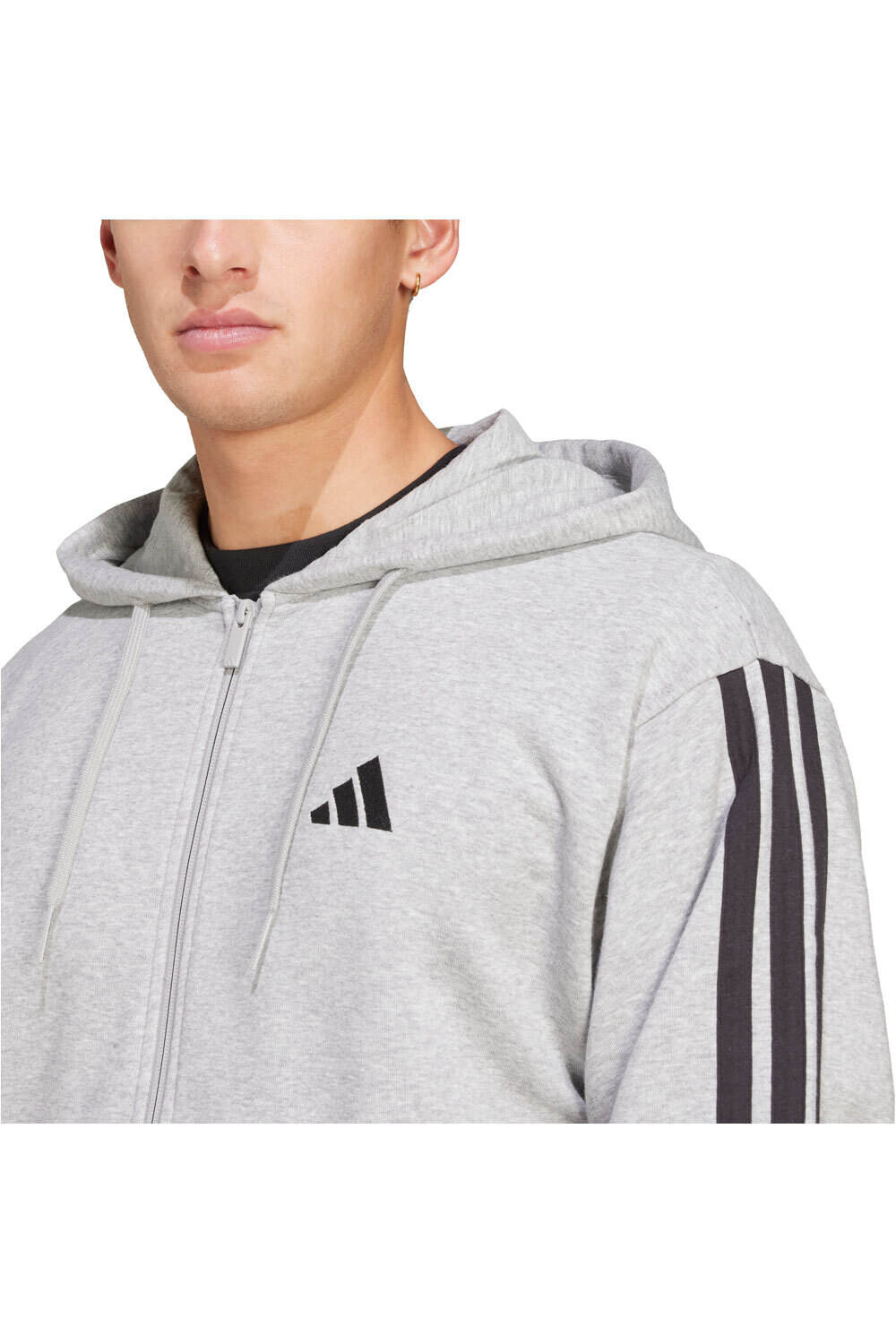 adidas sudadera hombre ESSENTIALS 3 STRIPES GRIS 03
