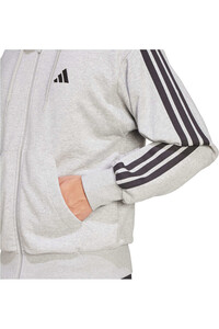 adidas sudadera hombre ESSENTIALS 3 STRIPES GRIS 04