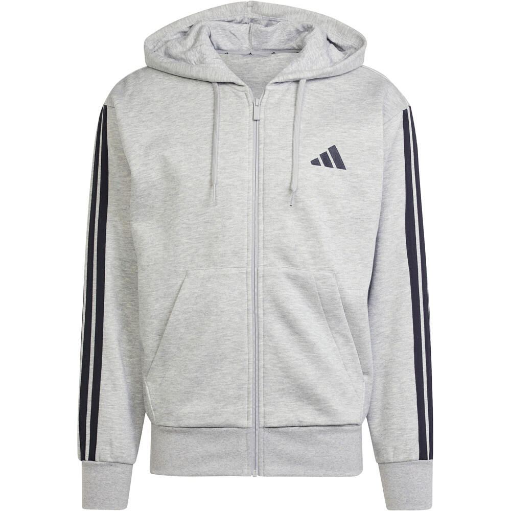 adidas sudadera hombre ESSENTIALS 3 STRIPES GRIS 05