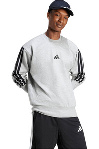 adidas sudadera hombre ESSENTIALS 3 STRIPES GRIS vista detalle