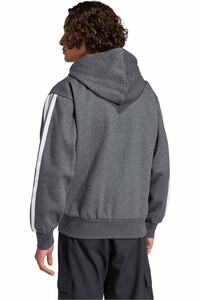 adidas sudadera hombre ESSENTIALS 3 STRIPES GRIS vista trasera
