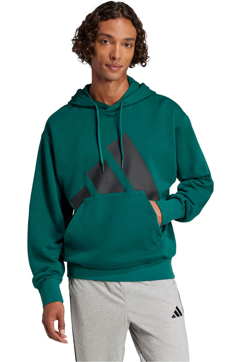 adidas sudadera hombre ESSENTIALS BIG LOGO VERDE vista frontal