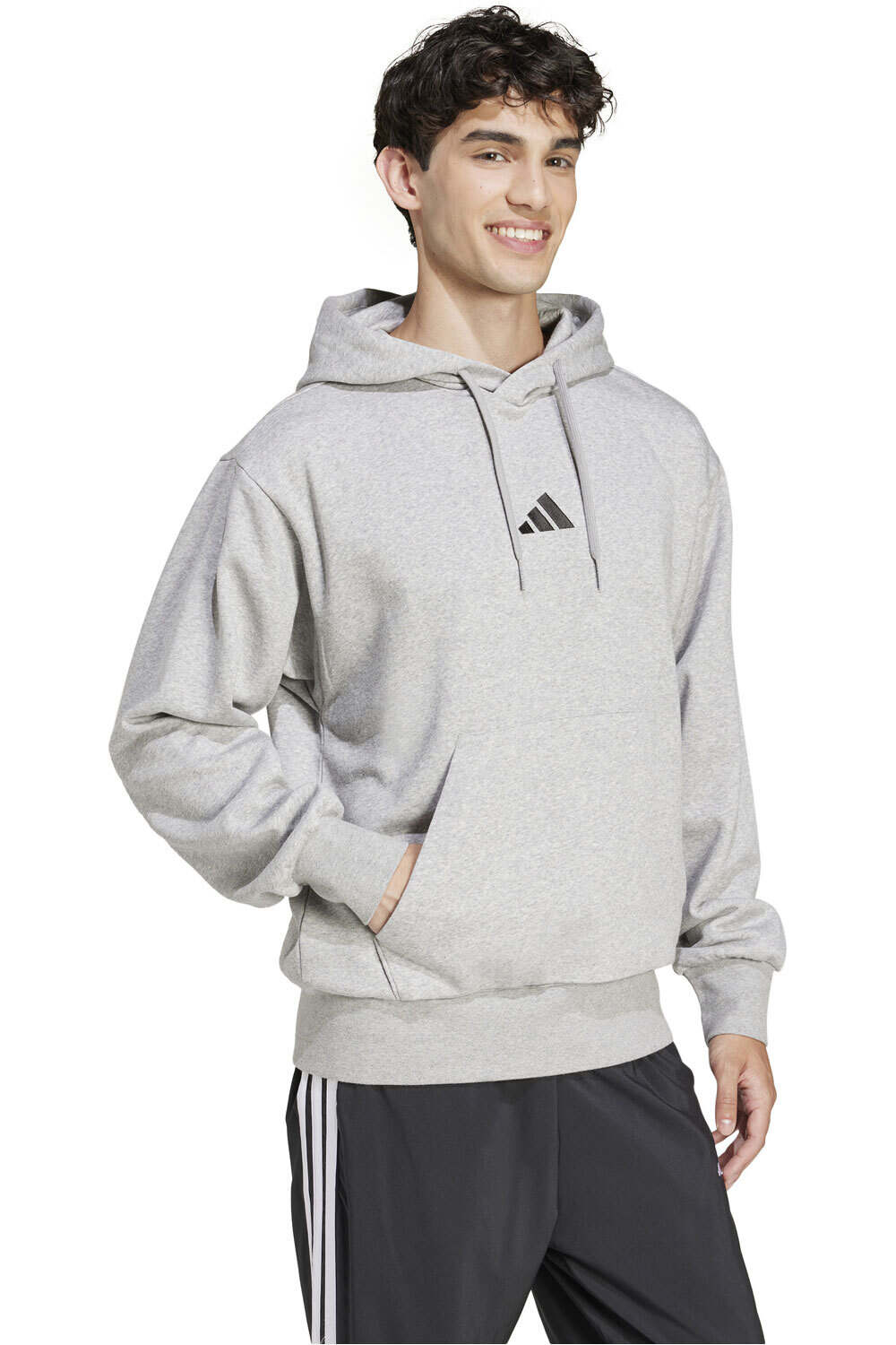 adidas sudadera hombre ESSENTIALS FEELCOZY GRIS vista detalle