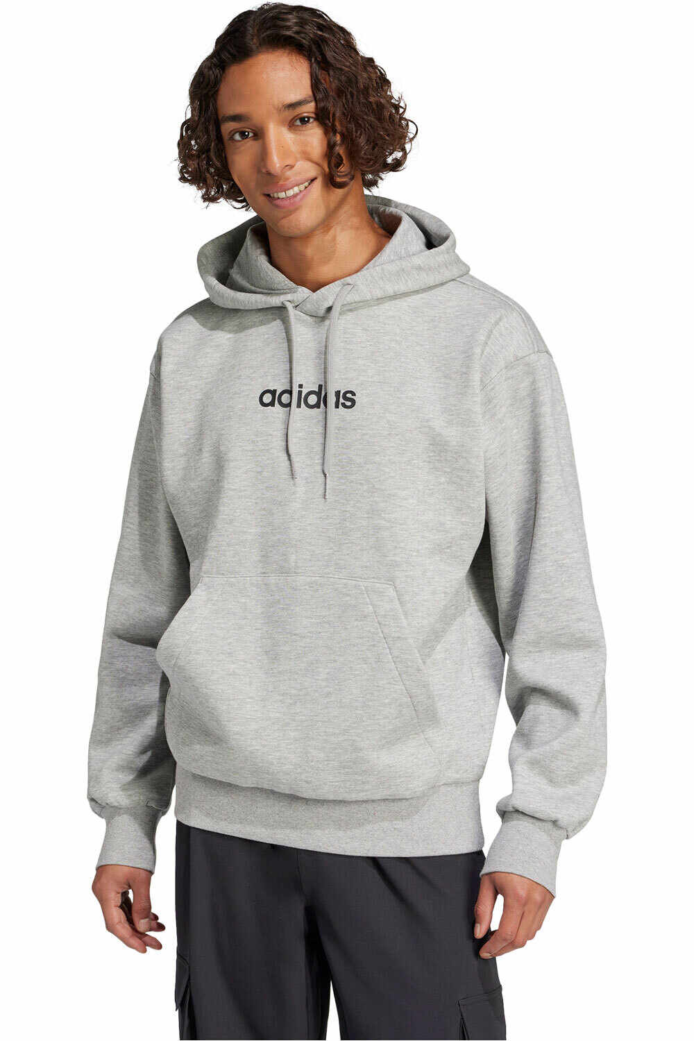 adidas sudadera hombre ESSENTIALS LINEAR GRIS vista frontal