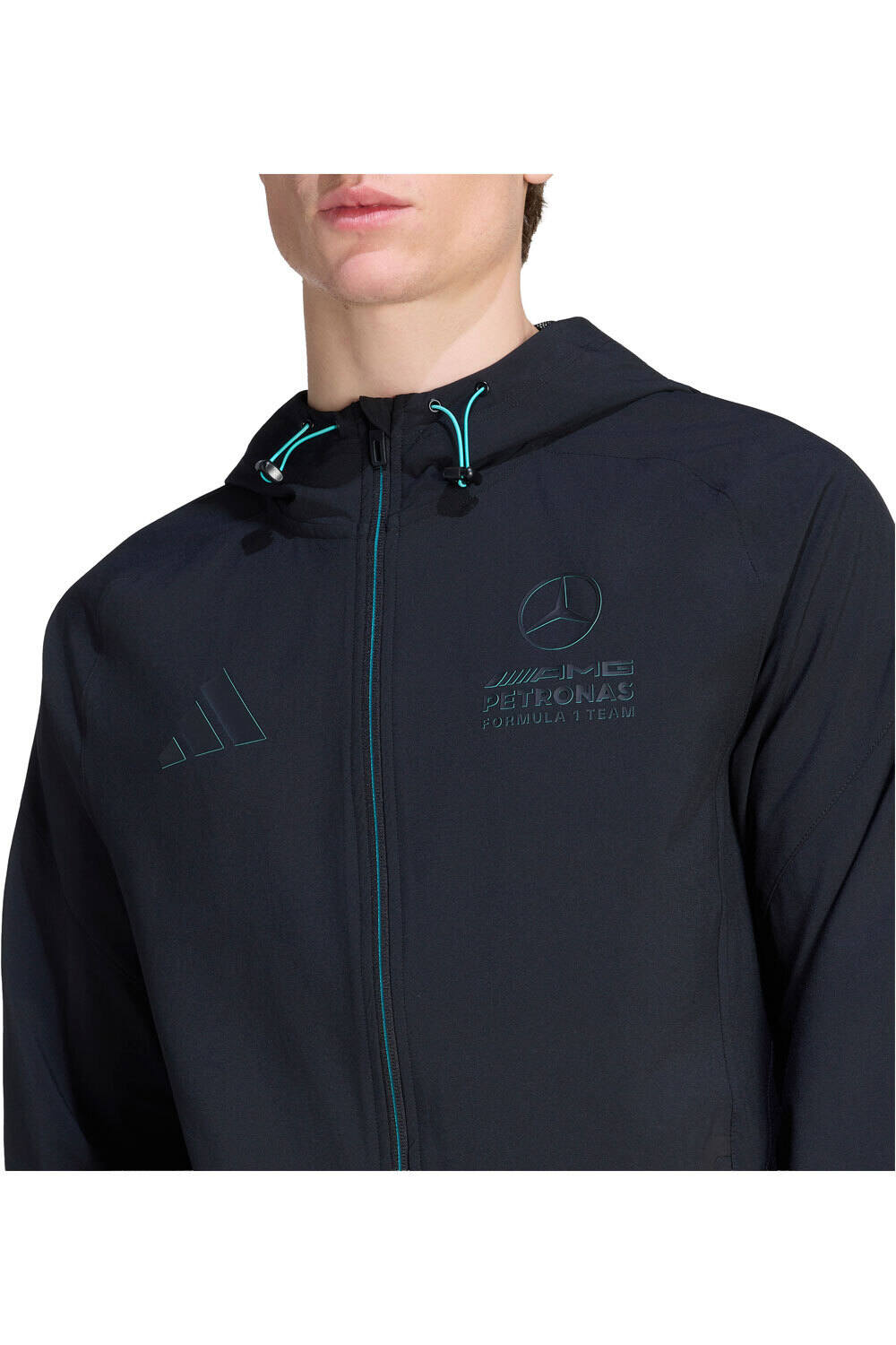 adidas sudadera hombre MERCEDES - AMG PETRONAS FORMULA 1 TEAM LIGHTS OUT VIS TECH NEGRO vista detalle