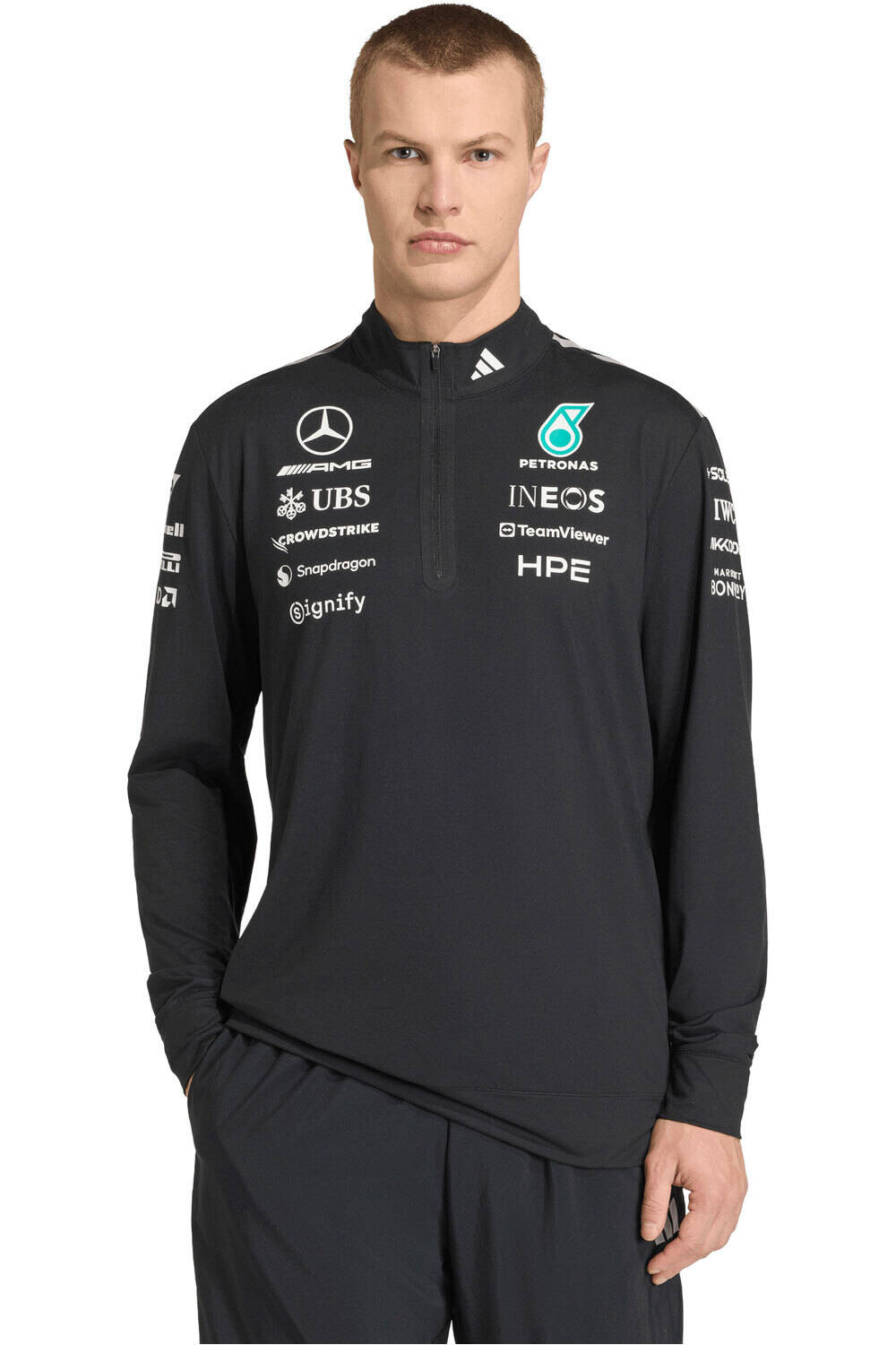 adidas sudadera hombre MERCEDES-AMG PETRONAS F1 ENGINEERS NEGRO vista frontal