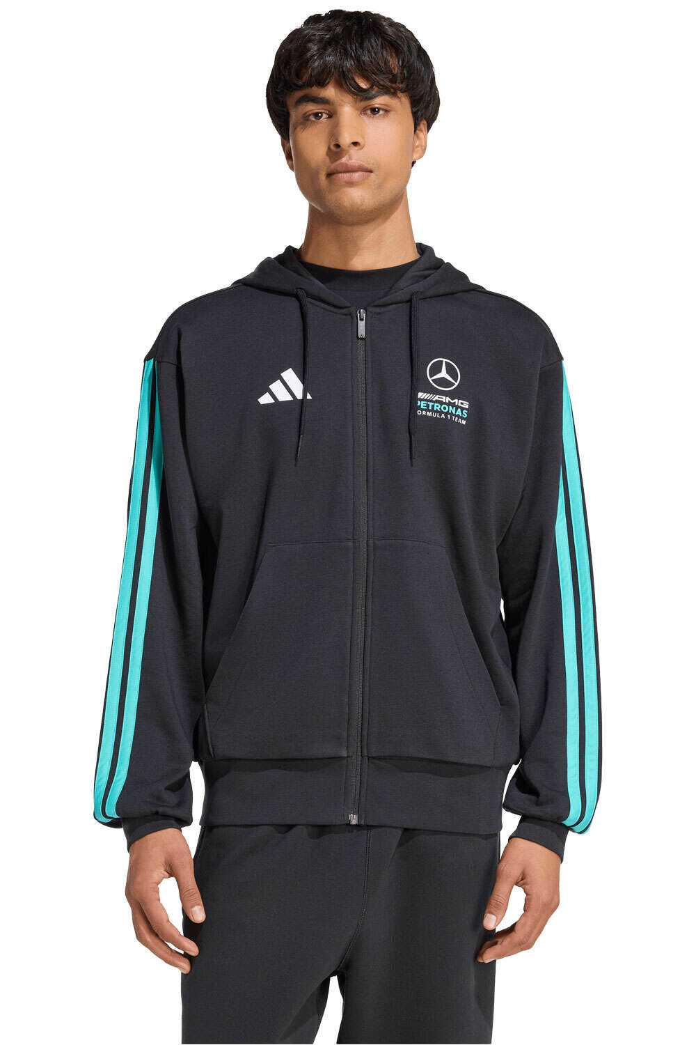 adidas sudadera hombre MERCEDES-AMG PETRONAS FORMULA 1 TEAM DNA NEGRO vista frontal