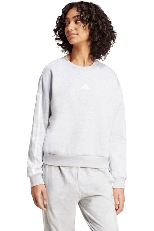 adidas sudadera mujer ESSENTIALS 3 STRIPES GRIS