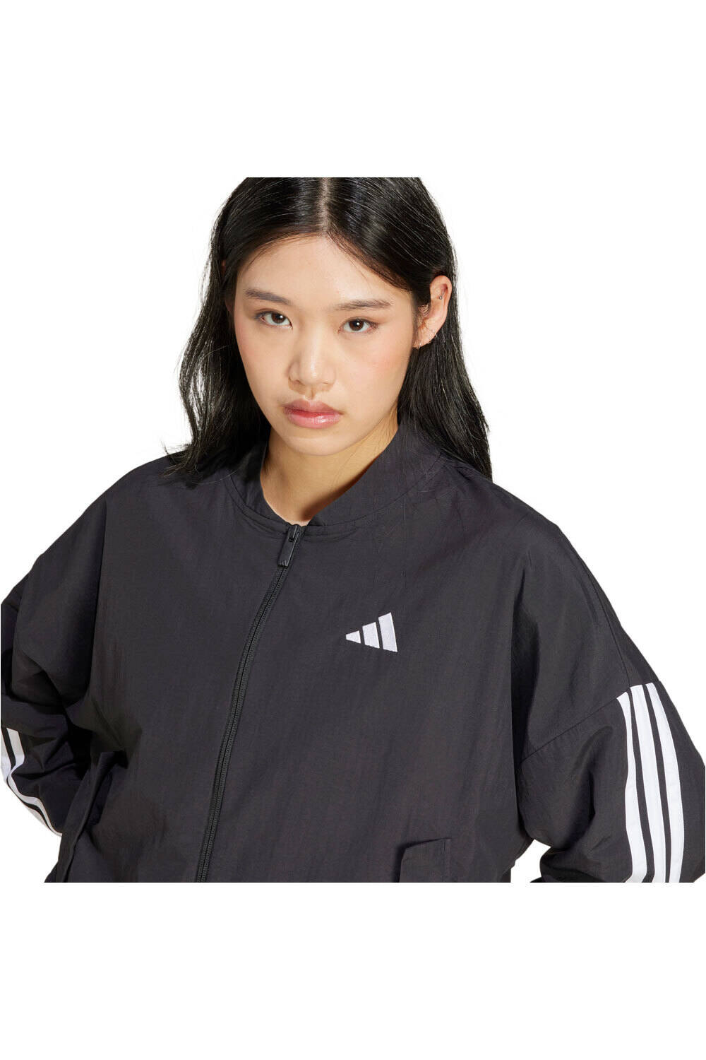 adidas sudadera mujer ESSENTIALS 3 STRIPES LIFESTYLE NEGRO 03
